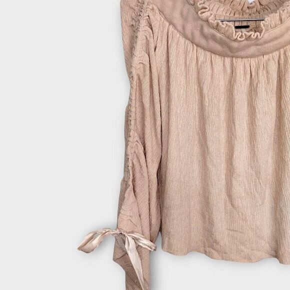 Free People Womens Top Sz S/P Peach Cropped Relaxed Swiftie Loose Boho Hippie Y2 - Picture 6 of 12